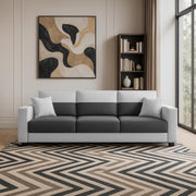 Aden 3 Seater Sofa Set for Living Room (Black Grey Colour Fabric) Premium Fabric Sofa