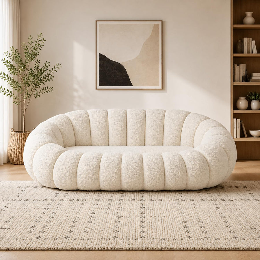 Casaliving Dodge Modern Premium Boucle Fabric Sofa, Upholstered 3 Seater Sofa Set for Living Room, (Black Colour) Premium Boucle Fabric Sofa
