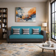 Kaven 3 Seater Sofa Set for Living Room (Yellow Grey Colour Fabric) Premium Fabric Sofa