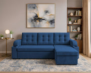 Grance LHS 4 Seater Corner Sofa Cum Bed for Living Room (Black Fabric) Premium Fabric Sofa