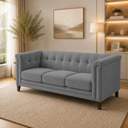 Casaliving Fento 3 Seater Sofa Set for Living Room, 3 Seater (Black) Colour Premium Velvet Fabric Sofa