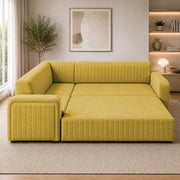 Casaliving Rion 6 Seater L Shape Corner Sofa Cum Bed for Living Room (Black Fabric) Premium Fabric Sofa Cum Bed