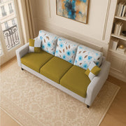 Rolando 3 Seater Sofa Set for Living Room (Yellow Grey Colour) Premium Fabric Sofa Set