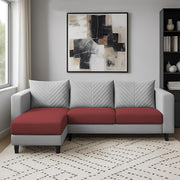 Mikasa 4 Seater LHS L Shape Sofa Set for Living Room (Maroon Grey Fabric) Premium Fabric Sofa Set for Living Room