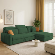 Gagnon LHS 6 Seater L Shape Corner Sofa Cum Bed for Living Room (Yellow Fabric) Premium Fabric Sofa