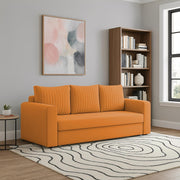 Clifton 3 Seater Sofa Cum Bed for Living Room (Orange Fabric) Premium Fabric Sofa