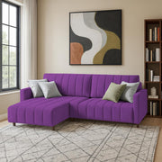 Netlie 4 Seater LHS L Shape Sofa Set for Living Room (Purple Fabric) Premium Fabric Sofa Set for Living Room