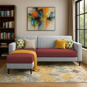 Casaliving Moris RHS 4 Seater L Shape Sofa Set for Living Room (Black) Premium Fabric Sofa Set for Living Room