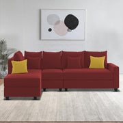 Inclair LHS 6 Seater L Shape Sofa Set for Living Room (Maroon Fabric) Premium Fabric Sofa