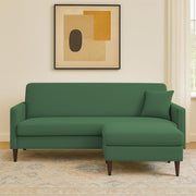 Valkyrie 4 Seater L Shape Convertible Sofa Set for Living Room, 3 Seater & Ottoman Modular Sectional Couch for Small Space (Green Colour) Fabric