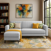 Casaliving Moris RHS 4 Seater L Shape Sofa Set for Living Room (Black) Premium Fabric Sofa Set for Living Room