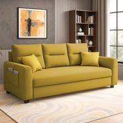 Evona 3 Seater Sofa Set for Living Room (Yellow Colour Fabric) Premium Fabric Sofa