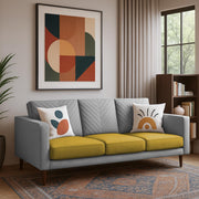 Casaliving Mikasa 3 Seater Sofa Set for Living Room (Black Colour Fabric) Premium Fabric Sofa