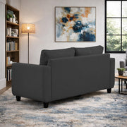 Casaliving Viskafors Upholstered 3 Seater Sofa Set for Living Room (Black Colour Fabric) Premium Fabric Sofa