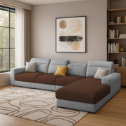 Orion RHS 6 Seater L Shape Sofa Set for Living Room (Brown Grey Colour) Premium Fabric Sofa