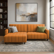 Netlie 4 Seater LHS L Shape Sofa Set for Living Room (Orange Fabric) Premium Fabric Sofa Set for Living Room