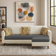 Casaliving Premium Lifestyle Fabric 4 Seater L Shape Sofa Set 3 Seater Modern Sofa Set & Ottoman for Living Room (Black Color)