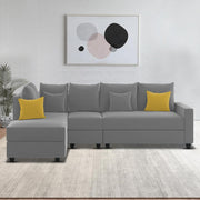 Inclair LHS 6 Seater L Shape Sofa Set for Living Room (Dark Grey Fabric) Premium Fabric Sofa