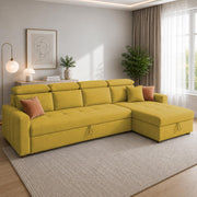 Casaliving Gagnon LHS 4 Seater L Shape Corner Sofa Cum Bed for Living Room with Storage (Black Fabric) Premium Fabric Sofa Cum Bed