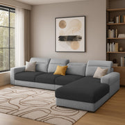 Orion RHS 6 Seater L Shape Sofa Set for Living Room (Black Grey Colour) Premium Fabric Sofa