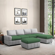 Rone 6 Seater L-Shaped & U-Shaped Sofas Set for Living Room – (Green Grey Colour Fabric) Premium Comfort Sofa