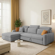 Gagnon LHS 6 Seater L Shape Corner Sofa Cum Bed for Living Room (Yellow Fabric) Premium Fabric Sofa