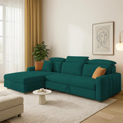 Gagnon LHS 6 Seater L Shape Corner Sofa Cum Bed for Living Room (Yellow Fabric) Premium Fabric Sofa