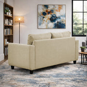 Casaliving Viskafors Upholstered 3 Seater Sofa Set for Living Room (Black Colour Fabric) Premium Fabric Sofa