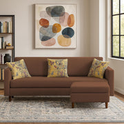 Casaliving Premium Lifestyle Fabric 4 Seater L Shape Sofa Set 3 Seater Modern Sofa Set & Ottoman for Living Room (Black Color)