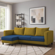 Mikasa 4 Seater LHS L Shape Sofa Set for Living Room (Blue Yellow Fabric) Premium Fabric Sofa Set for Living Room