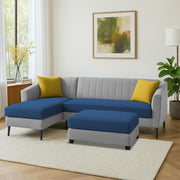 Neyami LHS 4 Seater with Ottoman L Shape Sofa Set for Living Room (Blue Grey) Premium Fabric Sofa Set