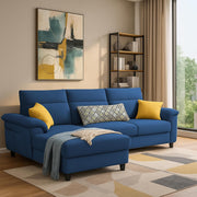 Casaliving Seams LHS 4 Seater L Shape Sofa for Living Room (Black Fabric) Premium Fabric Sofa