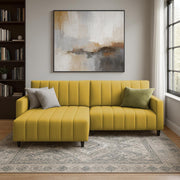 Netlie 4 Seater LHS L Shape Sofa Set for Living Room (Yellow Fabric) Premium Fabric Sofa Set for Living Room
