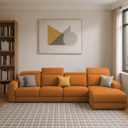 Orion RHS 6 Seater L Shape Sofa Set for Living Room (Orange Colour) Premium Fabric Sofa