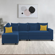 Inclair LHS 6 Seater L Shape Sofa Set for Living Room (Blue Fabric) Premium Fabric Sofa