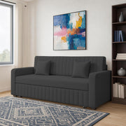 Cameron 3 Seater Sofa Cum Bed for Living Room (Black Fabric) Premium Fabric Sofa