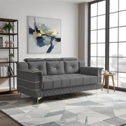 Julio 3 Seater Sofa Set for Living Room (Dark Grey Colour Fabric) Premium Fabric Sofa
