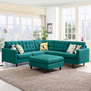 Adonway 6 Seater L Shape Sofa Set with Center Table for Living Room (Teal) Premium Fabric Sofa
