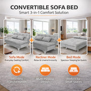 Danny 3 Seater Sofa Cum Bed Leatherette Fabric (Black) with Two Cushions Perfect for |Home Living |Office Room and Guest Room Premium Sofa