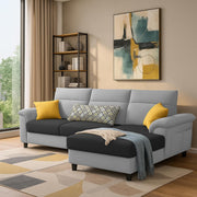 Casaliving Seams LHS 4 Seater L Shape Sofa for Living Room (Black Fabric) Premium Fabric Sofa