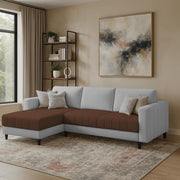 Oslo 4 Seater LHS L Shape Sofa Set for Living Room (Brown Grey Fabric) Premium Fabric Sofa Set for Living Room