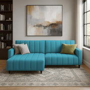 Netlie 4 Seater LHS L Shape Sofa Set for Living Room (Turquise Fabric) Premium Fabric Sofa Set for Living Room