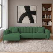 Damian LHS 4 Seater L Shape Sofa Set for Living Room (Green Colour Fabric) Premium Fabric Sofa Set for Living Room