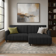 Netlie 4 Seater RHS L Shape Sofa Set for Living Room (Black Fabric) Premium Fabric Sofa Set for Living Room
