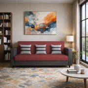 Kaven 3 Seater Sofa Set for Living Room (Yellow Grey Colour Fabric) Premium Fabric Sofa