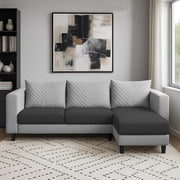 Mikasa 4 Seater RHS L Shape Sofa Set for Living Room (Black Grey Fabric) Premium Fabric Sofa Set for Living Room