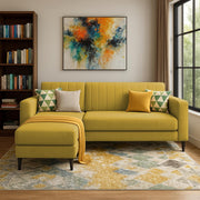 Casaliving Moris RHS 4 Seater L Shape Sofa Set for Living Room (Black) Premium Fabric Sofa Set for Living Room