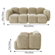 Aveline Modern Premium Boucle Fabric Sofa, Upholstered 3 Seater Sofa Set for Living Room, (Black Colour) Premium Boucle Fabric Sofa
