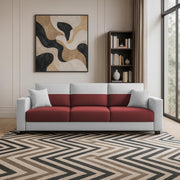 Aden 3 Seater Sofa Set for Living Room (Maroon Grey Colour Fabric) Premium Fabric Sofa