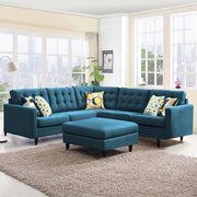Adonway 6 Seater L Shape Sofa Set with Center Table for Living Room (Turquise) Premium Fabric Sofa